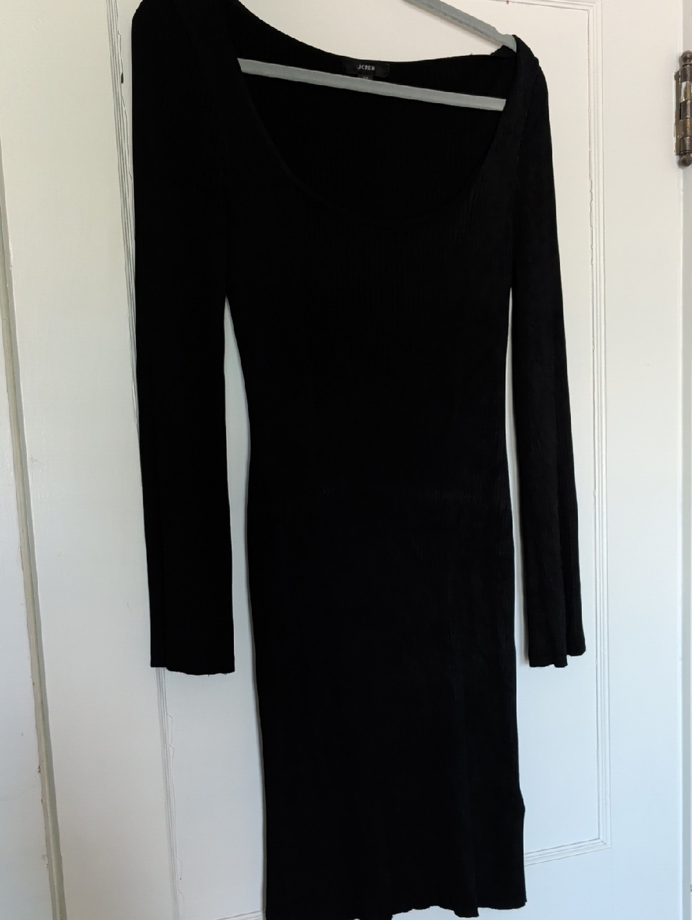 J. Crew Black Long-Sleeve Scoop Neck Bodycon Dress